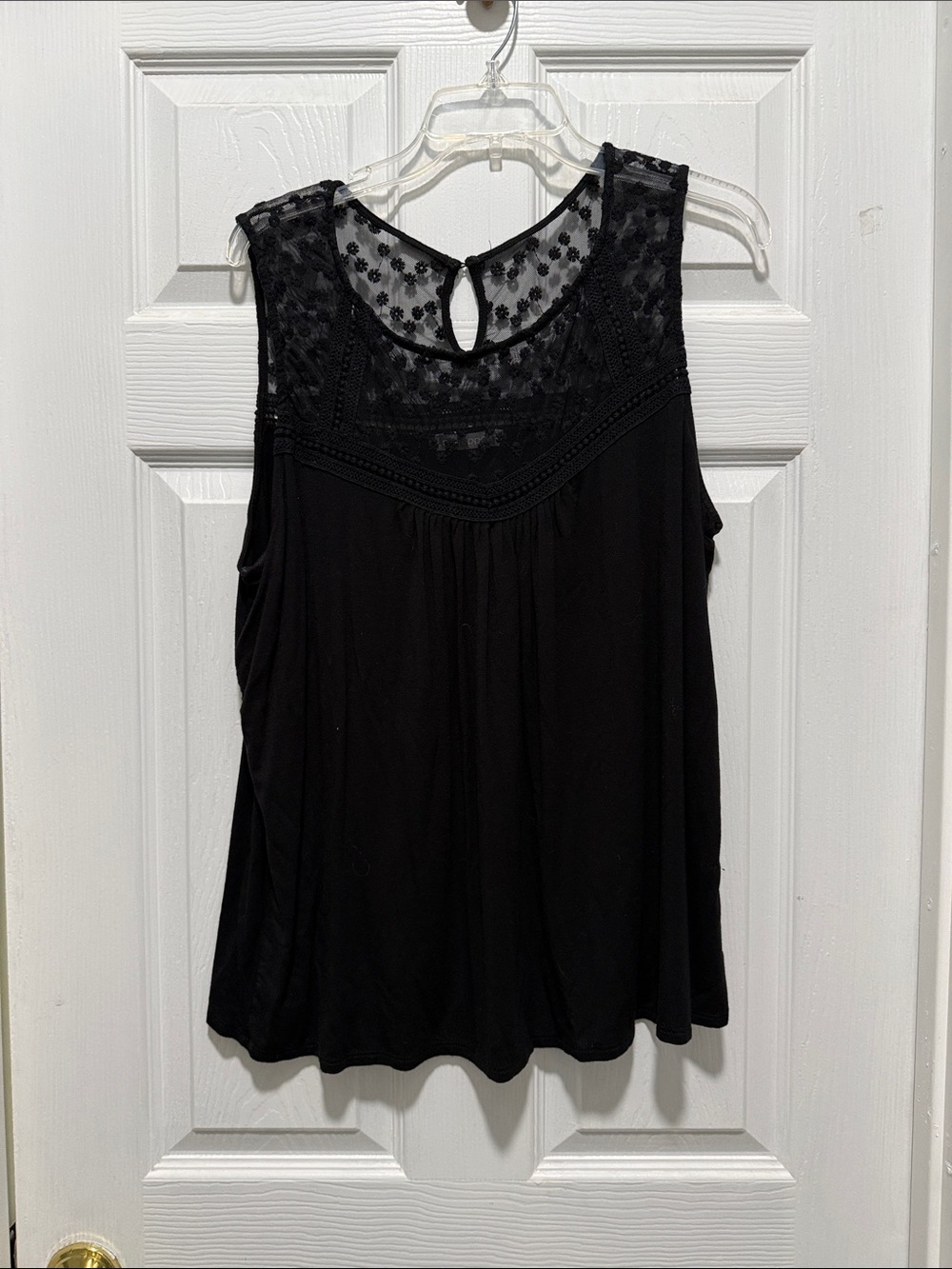 Loveappella Black Lace Yoke Camisole
